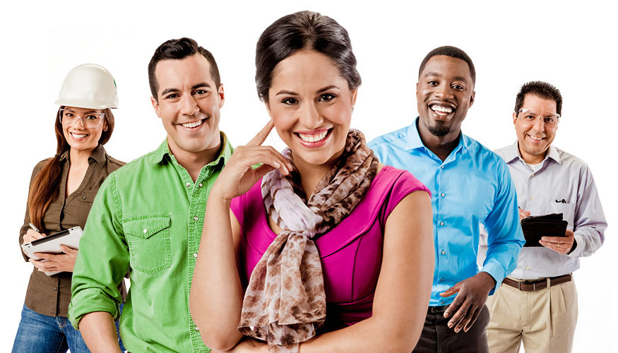 Group of workers smiling